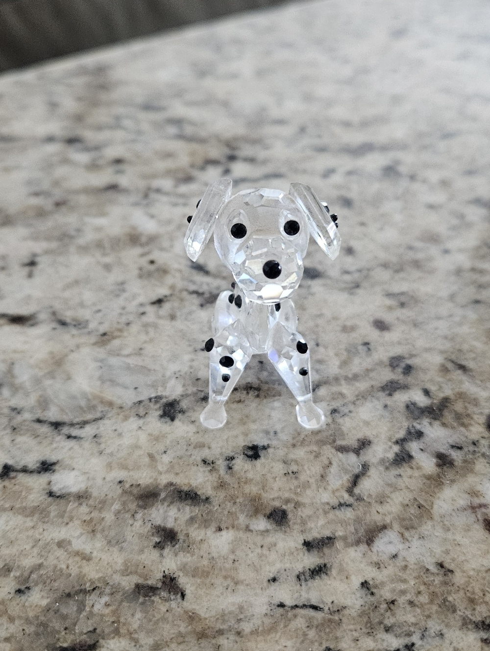Clear Crystal Dalmatian Dog Figurine with Black Spots